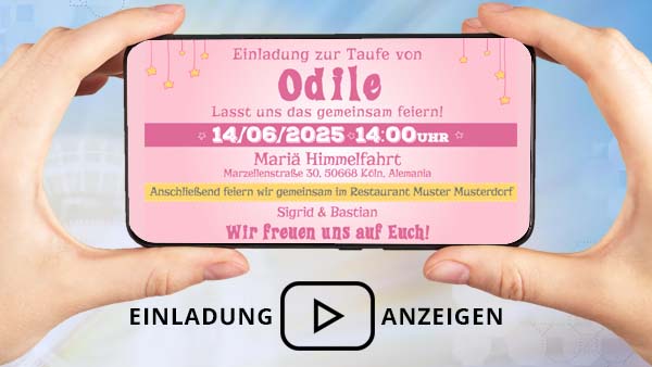 Einladung zur Taufe für Mädchens